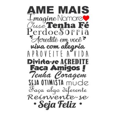 Adesivo Decorativo De Parede Frase Ame Mais Coração Amigos