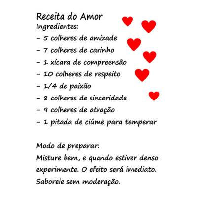 Adesivo de Geladeira Receita do Amor
