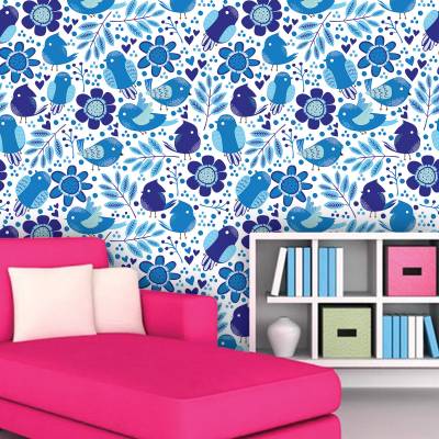 Papel De Parede Adesivo Pássaros Coloridos