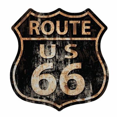 Kit 2 Placas Decorativas Route 66 Stop MDF