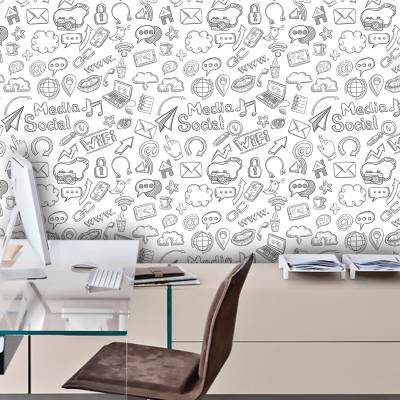 Papel De Parede Adesivo Ícones Internet
