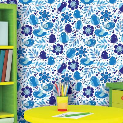 Papel De Parede Adesivo Pássaros Coloridos