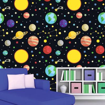 Papel De Parede Adesivo Infantil Planetas