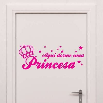 Adesivo De Porta Aqui Dorme Uma Princesa