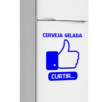 Adesivo de Geladeira Engraçado Facebook / Cerveja Gelada Curtir