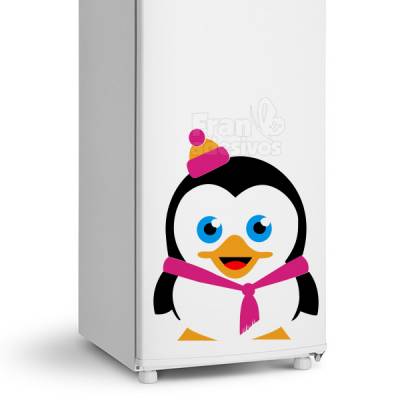 Adesivo de Geladeira Pinguim com Agasalho