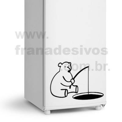 Adesivo de Geladeira Urso / Ursinho Pescando