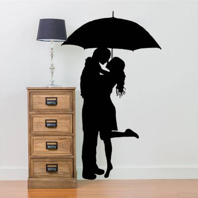 Adesivo De Parede Casal Com Guarda Chuva