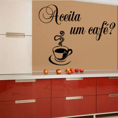 Adesivo De Parede Frase Aceita Um Café