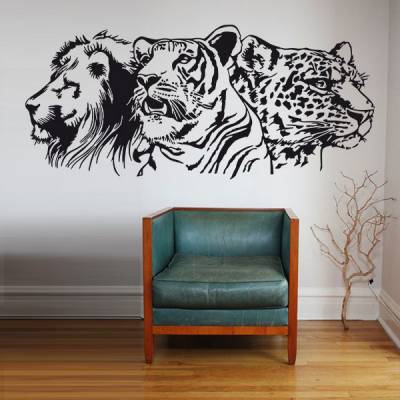 Adesivo de Parede Leão Tigre e Onça