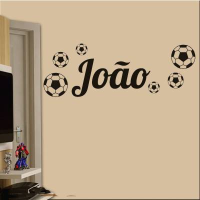 Adesivo de Parede Bolas De Futebol Com Nome Personalizado