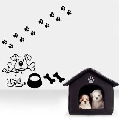 Adesivo de Parede Cachorro com Ossos e Patinhas