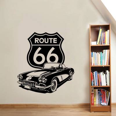 Adesivo De Parede Carro E Placa Rota 66