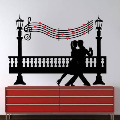 Adesivo de Parede Casal com Notas Musicais
