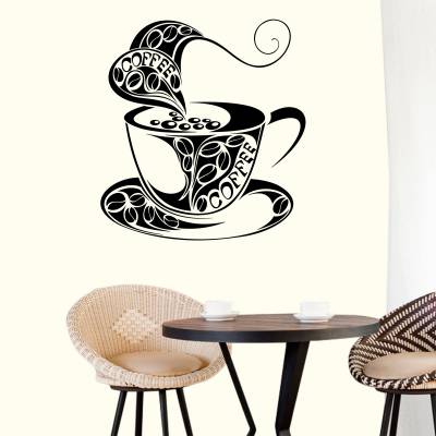 Adesivo de Parede Cozinha Copo De Silhueta De Um Café 