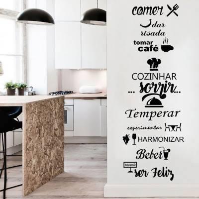 Adesivo de Parede Cozinha frase cozinhar das risada Comer
