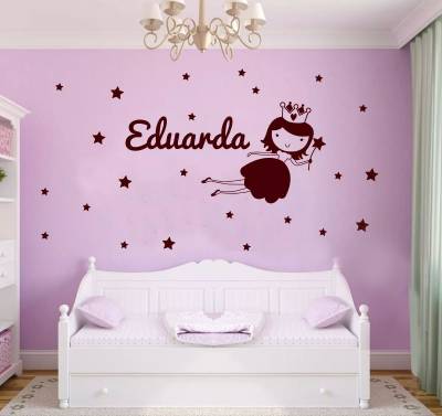 Adesivo de Parede Infantil Fadinha com Estrelas e Nome Personalizado