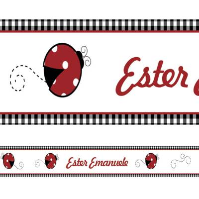 Adesivo de Faixa para Parede Joaninha e Nome Personalizado