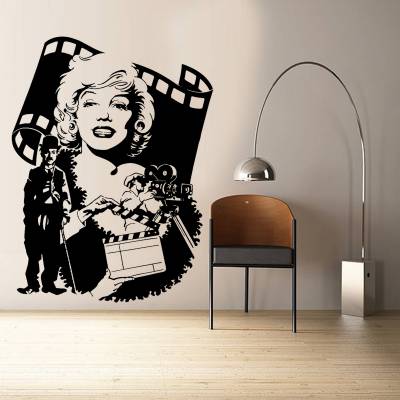 Adesivo De Parede Retrô Marilyn Monroe E Charles Chaplin