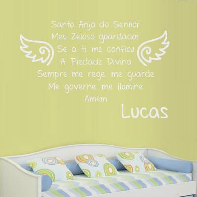 Adesivo de Parede Frase Santo Anjo com nome personalizado