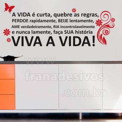Adesivo Para Parede Frases - A vida é curta