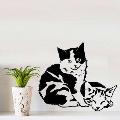 Adesivo De Parede Animais Gatinhos Irmãos