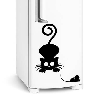 Adesivo de Geladeira Gato e Rato