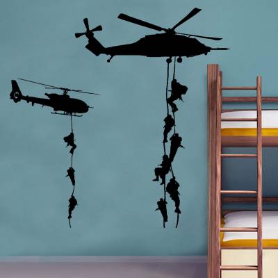 Adesivo De Parede Diversos Helicóptero com Soldados