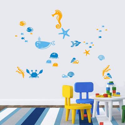 Adesivo De Parede Infantil Animais Fundo Do Mar