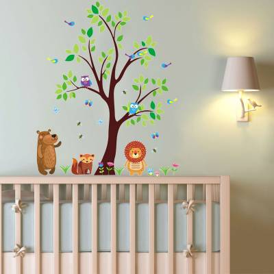 Adesivo De Parede Infantil Safári Baby Animais Divertido