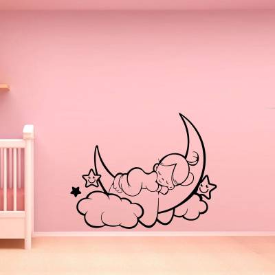 Adesivo de Parede Infantil Bebe na Lua