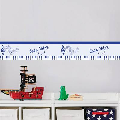 Adesivo de parede infantil Faixa musical com nome personalizado