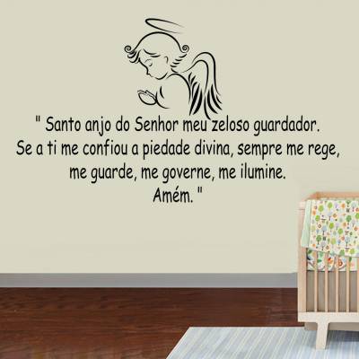 Adesivo De Parede Santo Anjo Com Anjinho Rezando