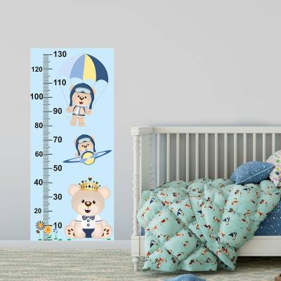 Adesivo de Parede Infantil Régua ursinho príncipe