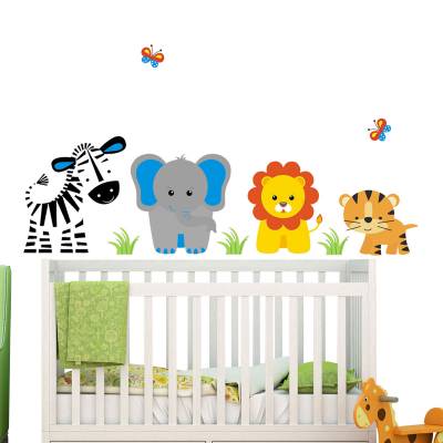 Adesivo de Parede Infantil Amiguinhos do Zoo