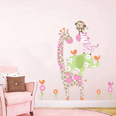 Adesivo De Parede Infantil Safári Baby Amigas para sempre
