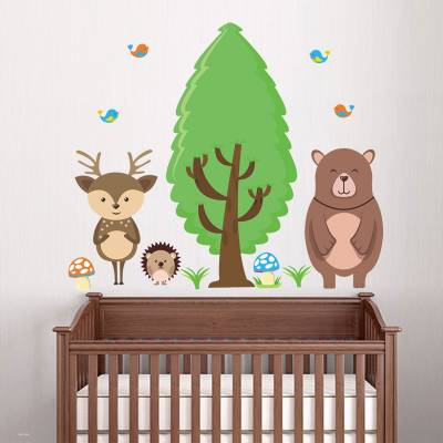 Adesivo De Parede Infantil Turminha Da Floresta Encanto Feliz
