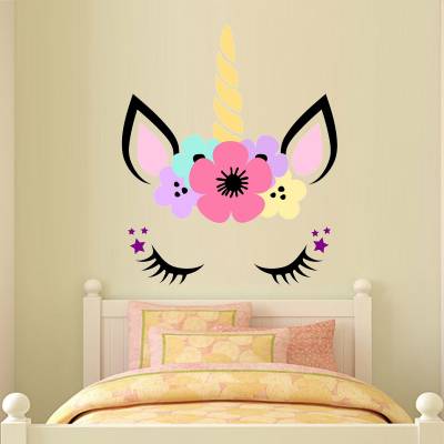 Adesivo De Parede Infantil Unicórnio com Flores