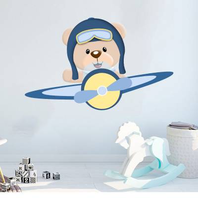 Adesivo De Parede Infantil Ursinho Príncipe Aviador