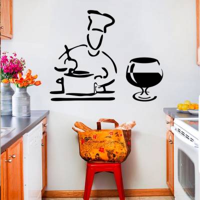 Adesivo de Parede para Cozinha Modelo Cozinheiro