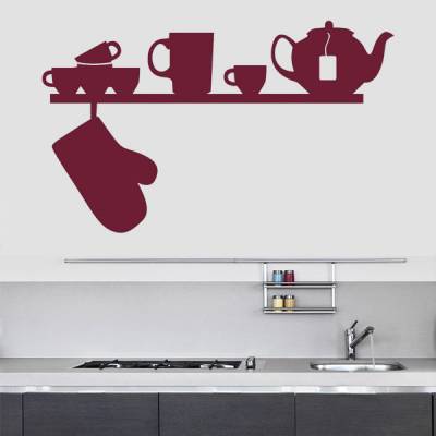 Adesivo de Parede para Cozinha Prateleira com Itens