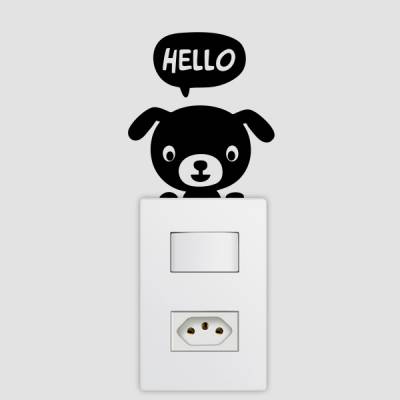 Adesivo de Parede para Interruptor Cachorrinho Hello