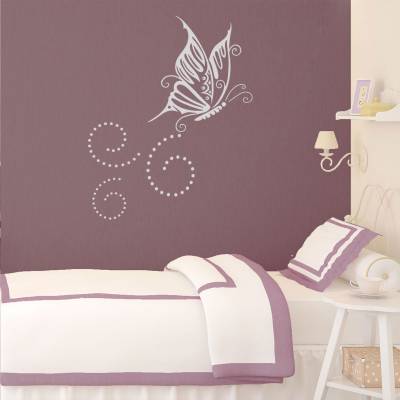Adesivo de Parede Floral com Borboleta