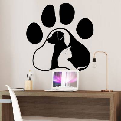Adesivo De Parede Pegada Cão E Gato