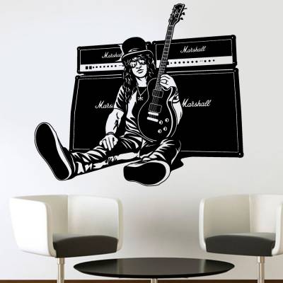 Adesivo De Parede Slash Com Sua Guitarra
