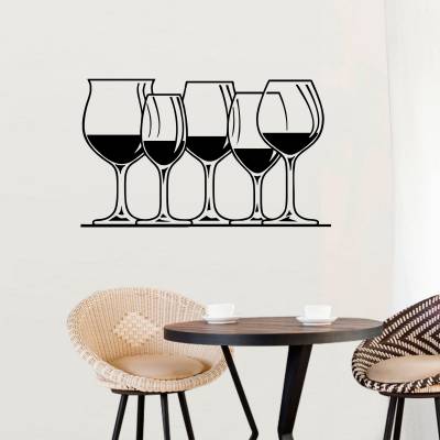 Adesivo De Parede Bebidas Várias Taças De Vinho