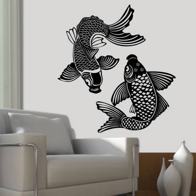 Adesivo De Parede Animais Carpa Yin Yang