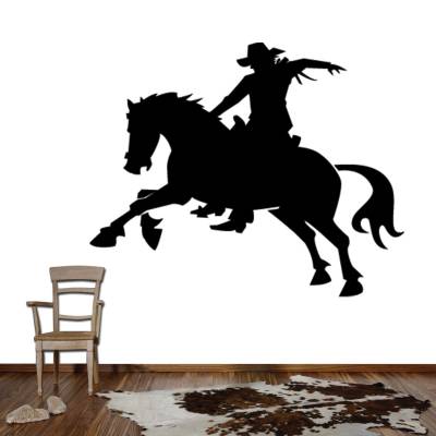 Adesivo De Parede Cowboy Em Cima Do Cavalo