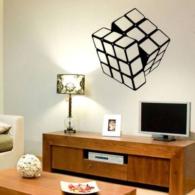 Adesivo de parede Cubo Magico preto e branco