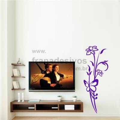 Adesivo Decorativo de Parede Floral Modelo 15 (floral com borboleta)